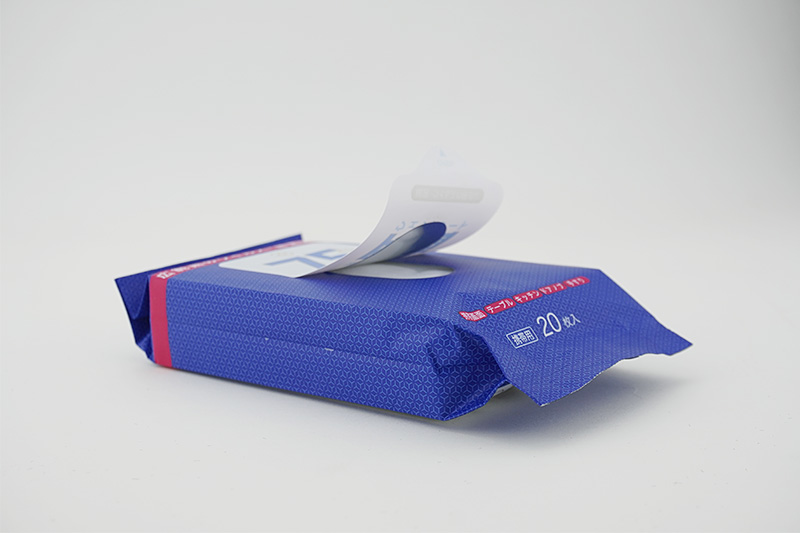 Alcohol Sanitizing Wet Wipes EX package with the flap open