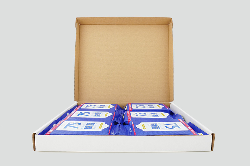 Inner box containing six packs of Alcohol Sanitizing Wet Wipes EX